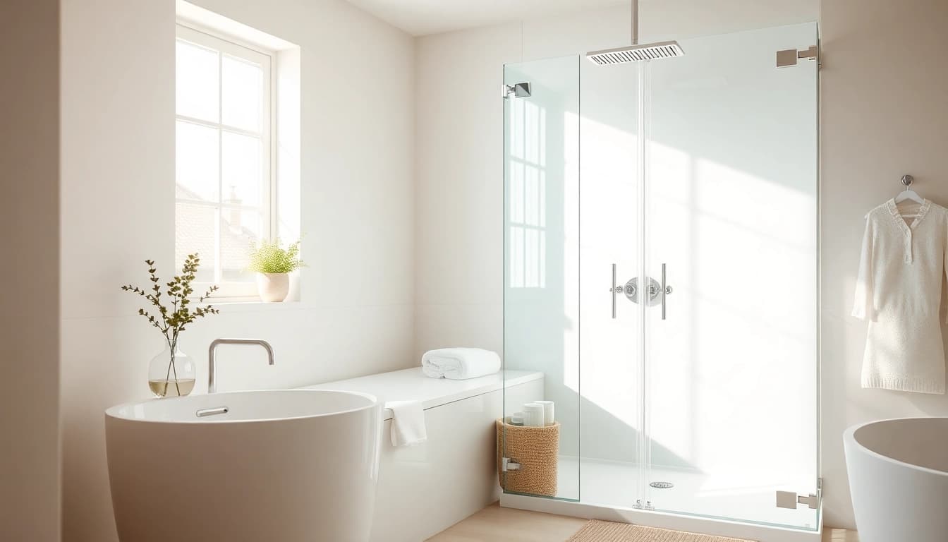 Discover elegant showers au featuring modern designs and serene aesthetics in a tranquil bathroom.