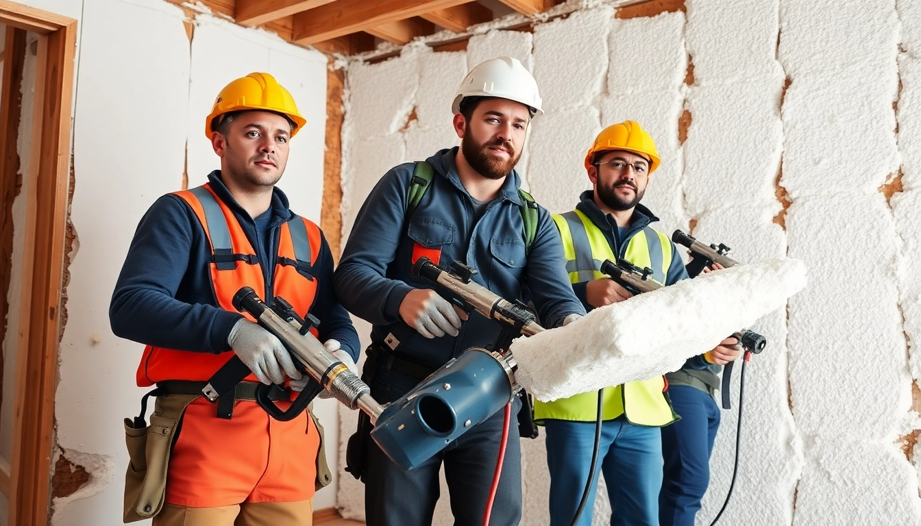 Action of spray foam removal Portsmouth by professionals in a bright indoor setting.