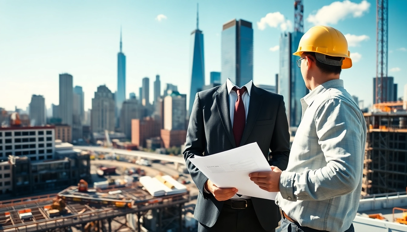 Manhattan Construction Manager supervising a bustling construction site in New York City.