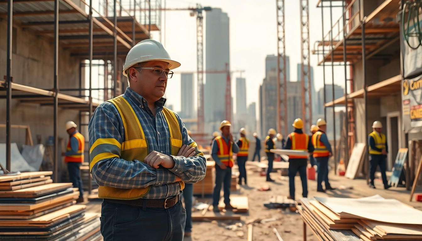 Manhattan General Contractor overseeing construction with a skyline backdrop.