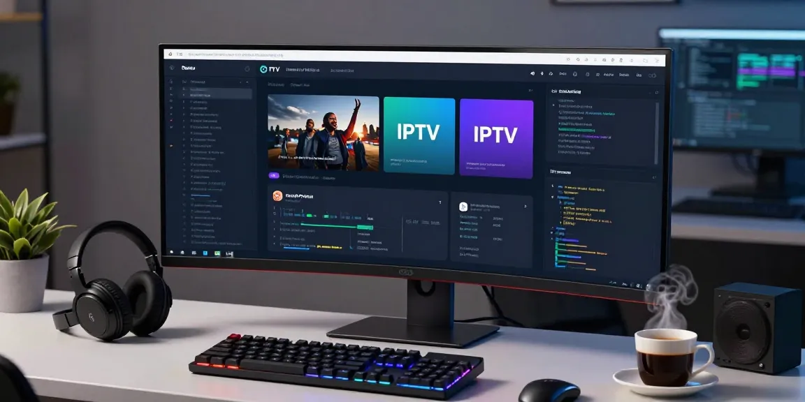 IPTV reseller panel in a modern workspace showcasing advanced software features for digital platforms.