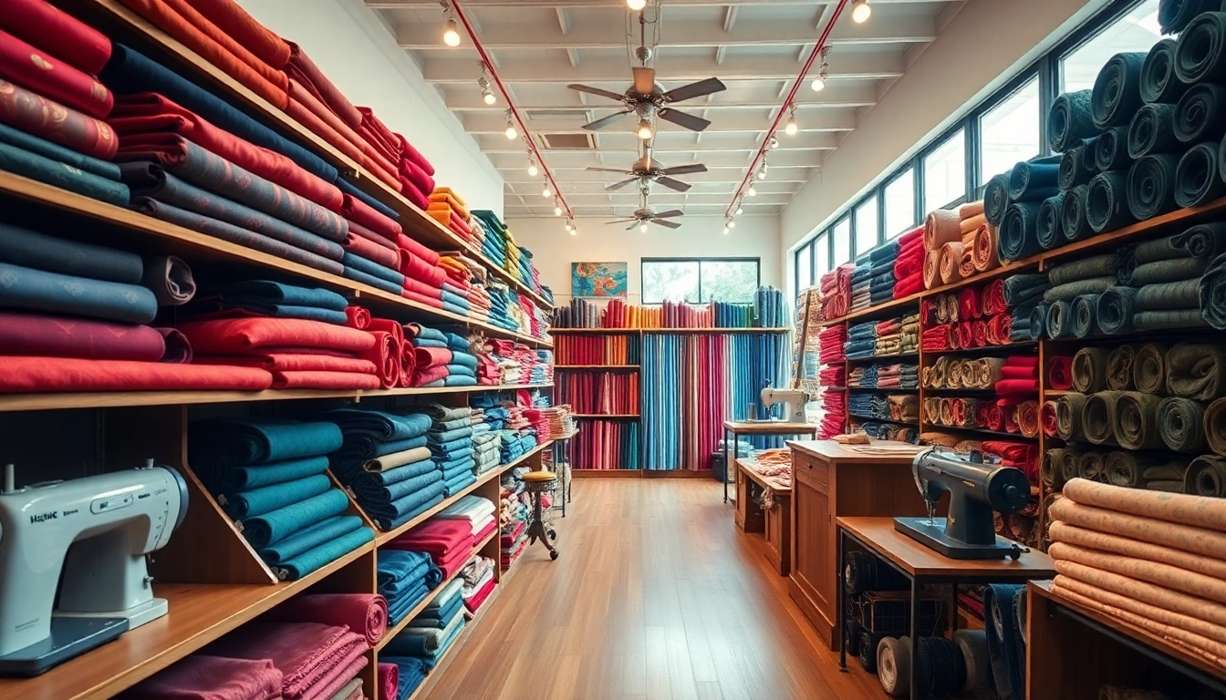 Bekijk stoffen winkel online met kleurrijke stoffen en een stijlvolle, uitnodigende sfeer.