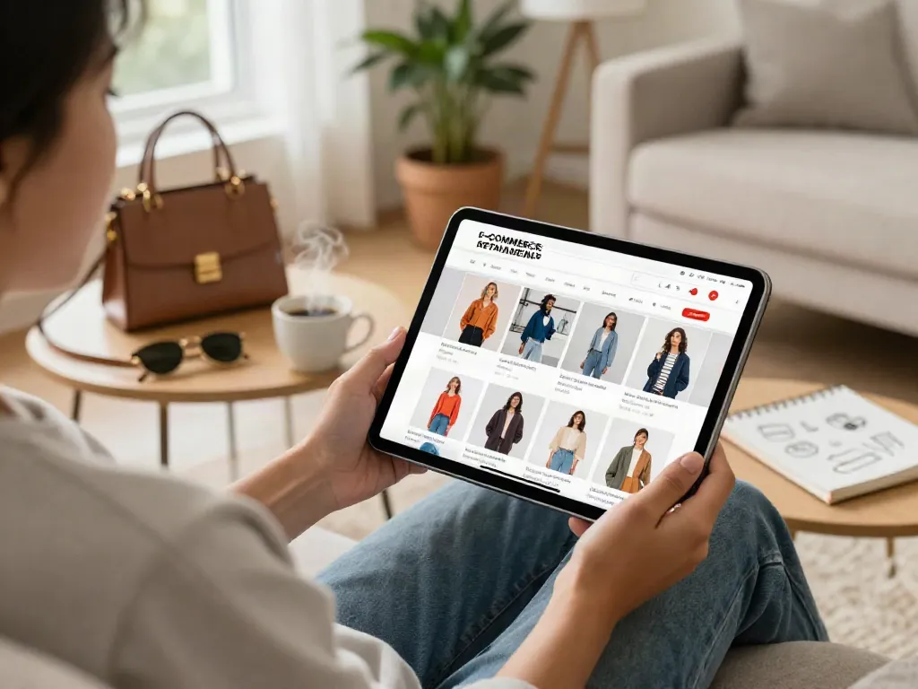 Rokok88 login screen displayed on tablet while shopping online in a cozy setting.