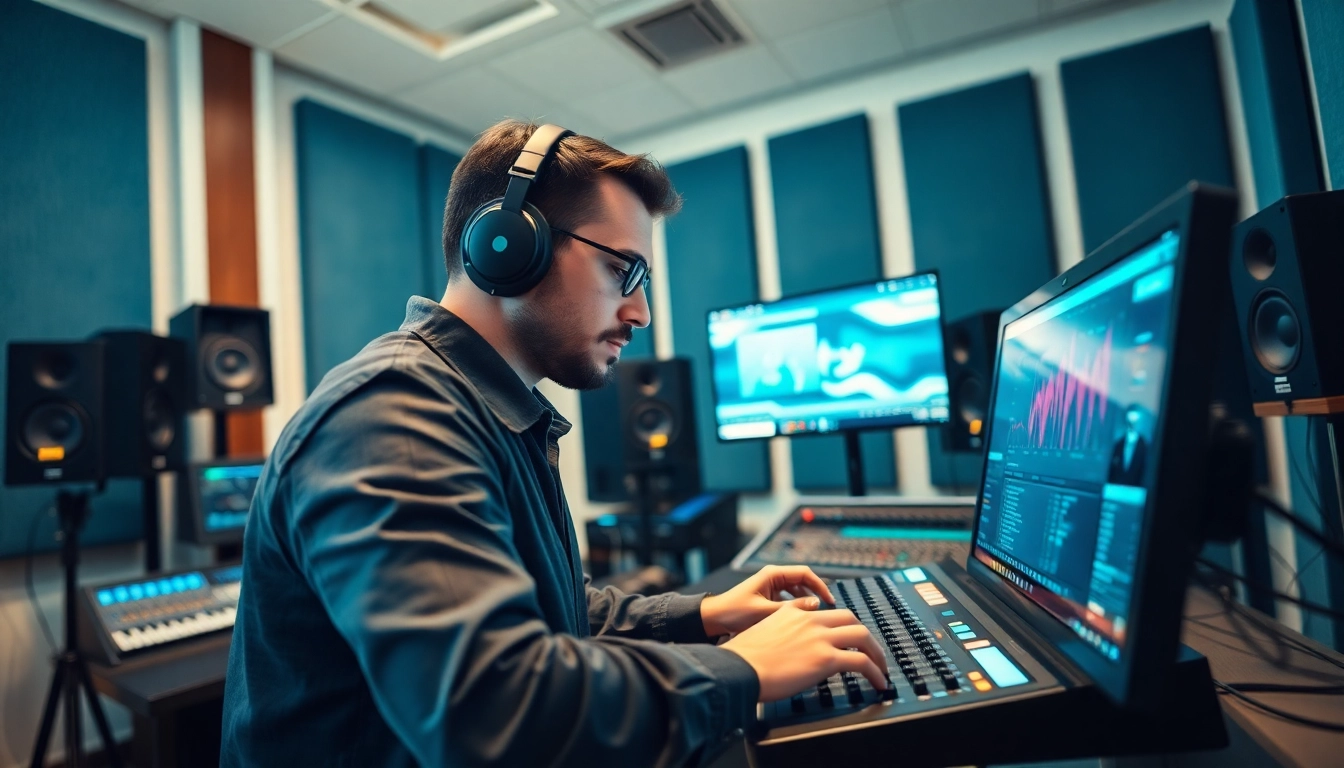 High-quality online mastering services through a professional sound engineer at a modern studio.
