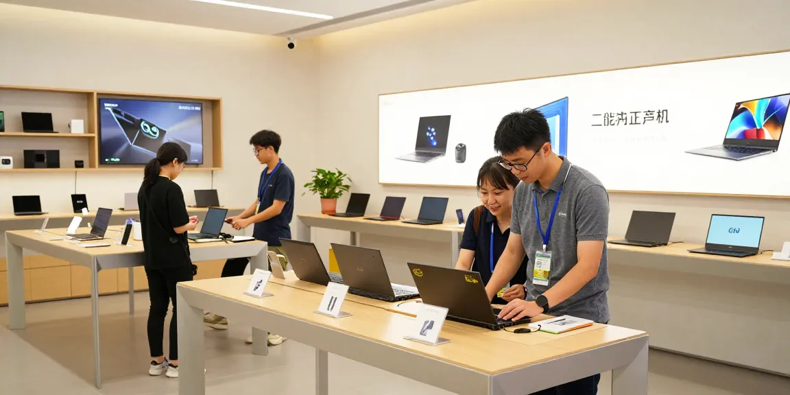 Explore diverse laptops available at ulpressbureau.ma in a modern retail space.