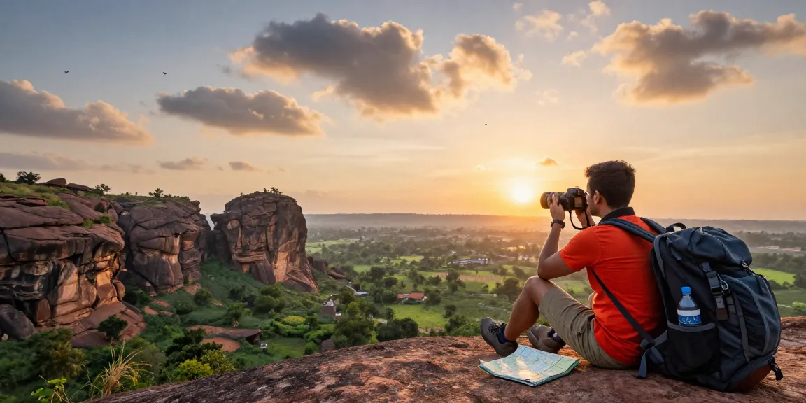 Kurnool.vip is capturing a scenic sunset view from a breathtaking viewpoint, showcasing travel adventure in nature.