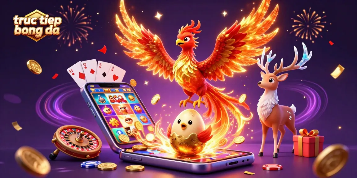 Experience truc tiep bong da with this vibrant 3D scene featuring a phoenix and gambling elements.