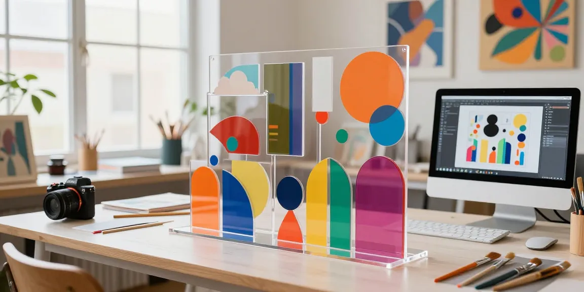 Custom acrylic standee designs showcased in a bright studio setting, highlighting creativity and craftsmanship.