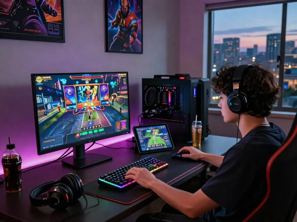 Exciting gaming experience at situs gacor with vibrant graphics and gaming gear.