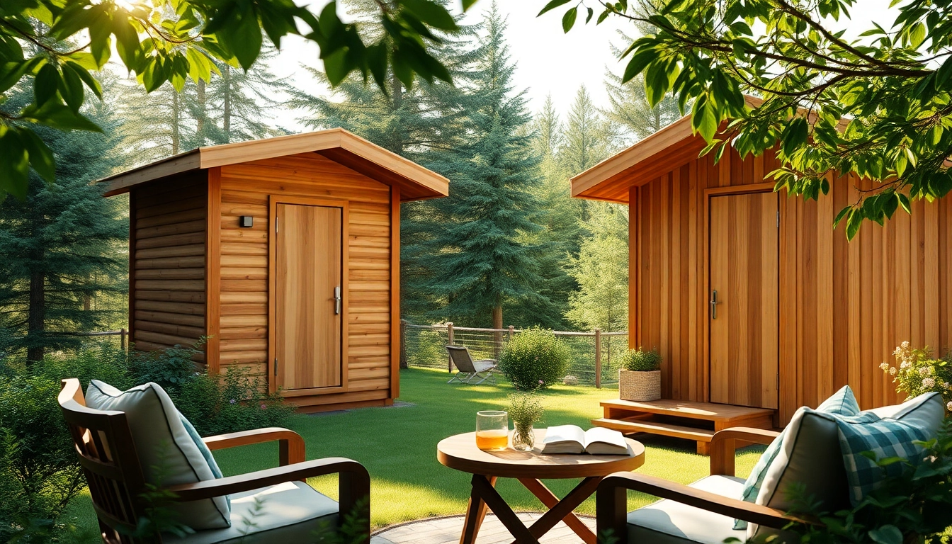 Outdoor sauna Canada amidst nature, featuring cedar wood craftsmanship and a serene setting for relaxation.