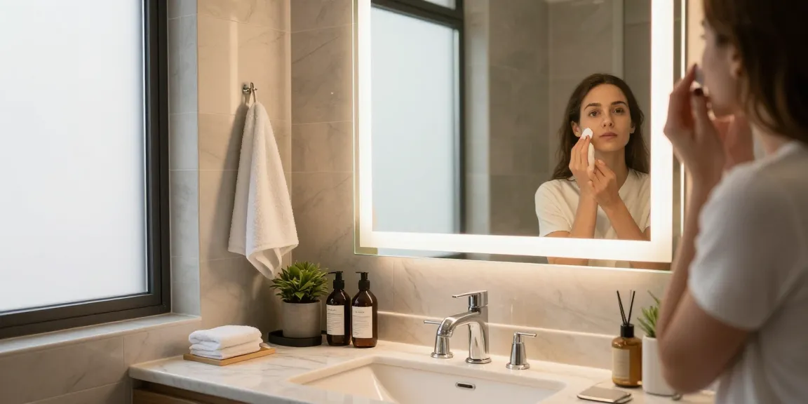 Luxury hotel bathroom mirror showcasing modern LED features for exceptional lighting.