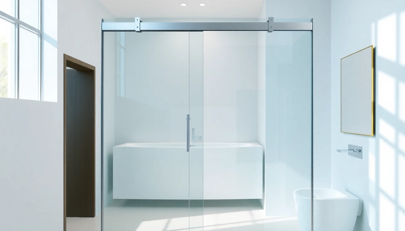 Show shower screen sliding door in a modern bathroom setting to highlight elegance and functionality.