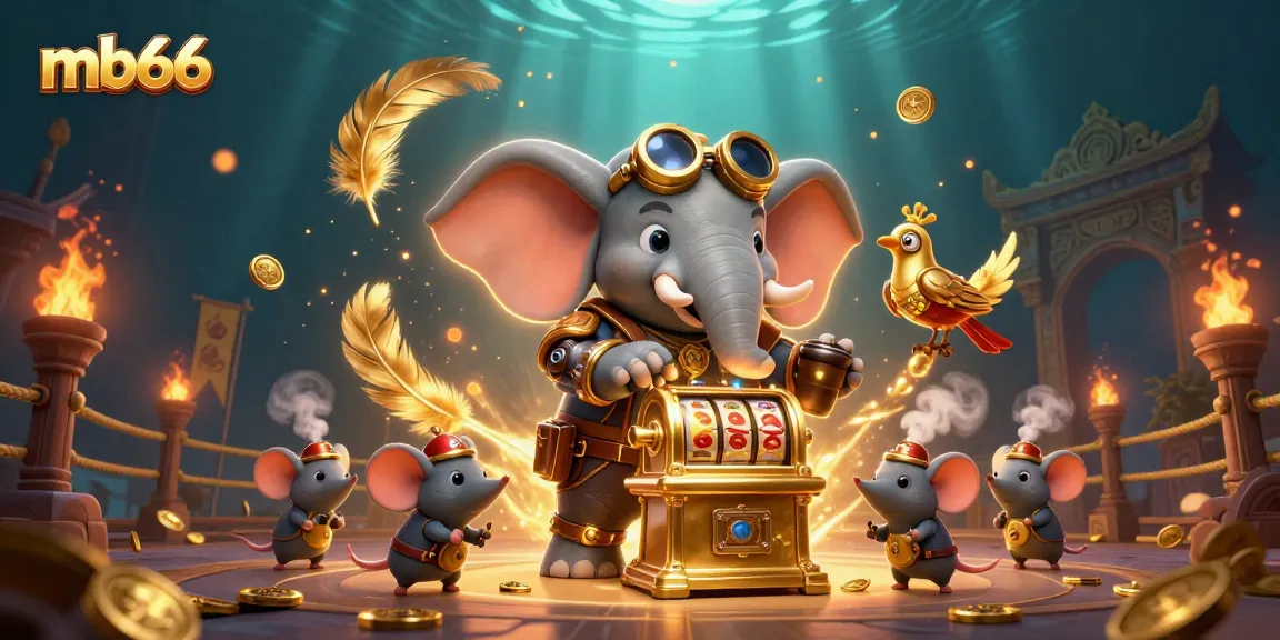 Spin the mb66 slot machine in this vibrant 3D casino scene filled with fortune elements.