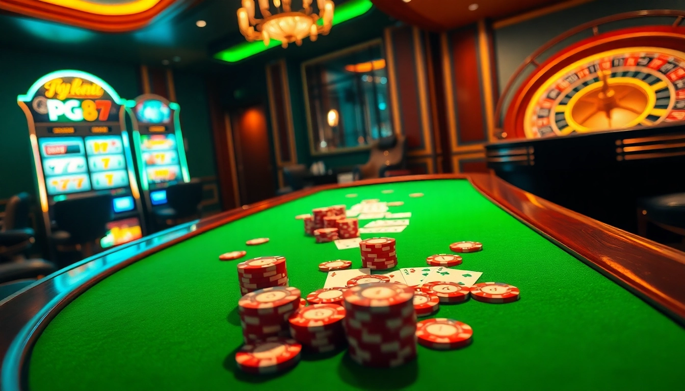 Experience the excitement of pg88 while playing poker at a luxurious casino table.