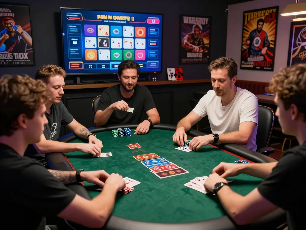 Exciting rik vip online gaming scene with players at a virtual poker table.