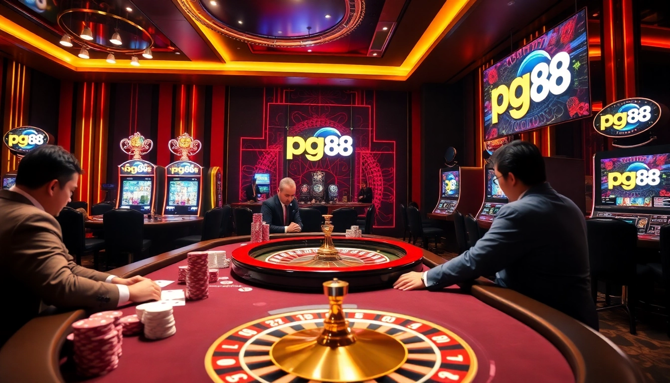 Experience the excitement of pg88 with players at a luxurious casino table.