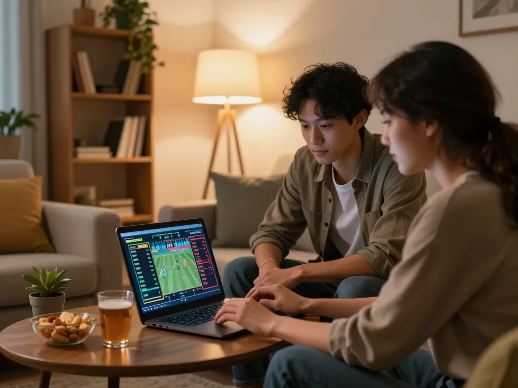 Soi keo nha cai while betting on sports with friends in a cozy home environment