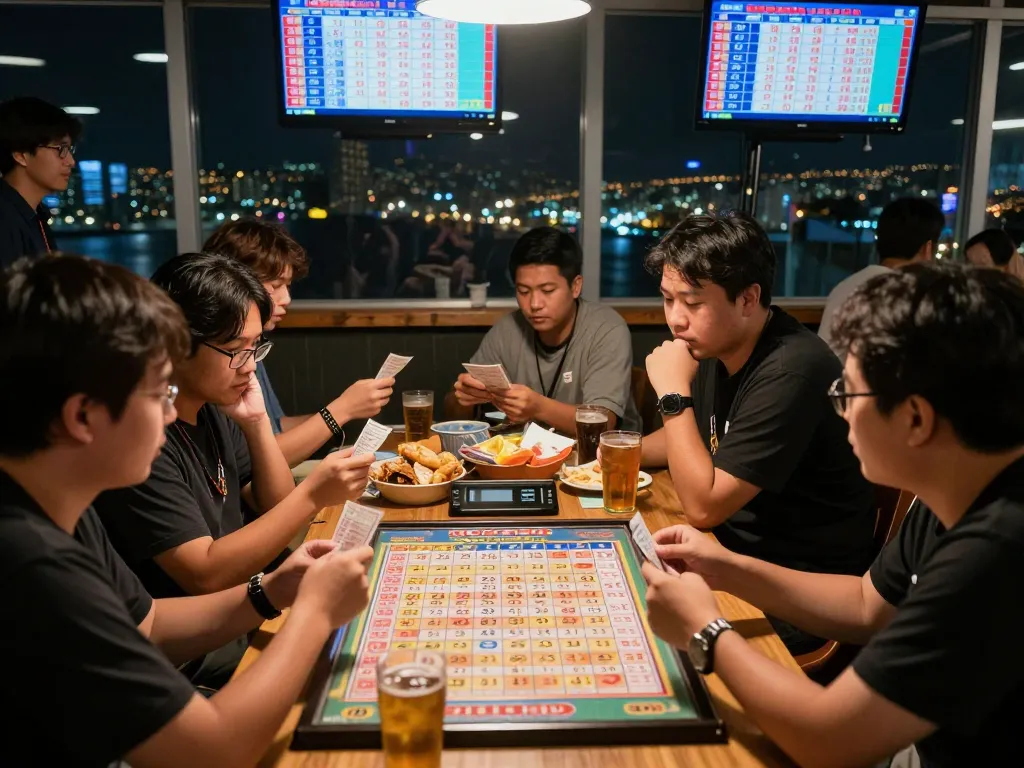 Pemain dengan antusias memeriksa nomor HK Hari Ini mereka di setting pengundian Togel Hongkong yang meriah.