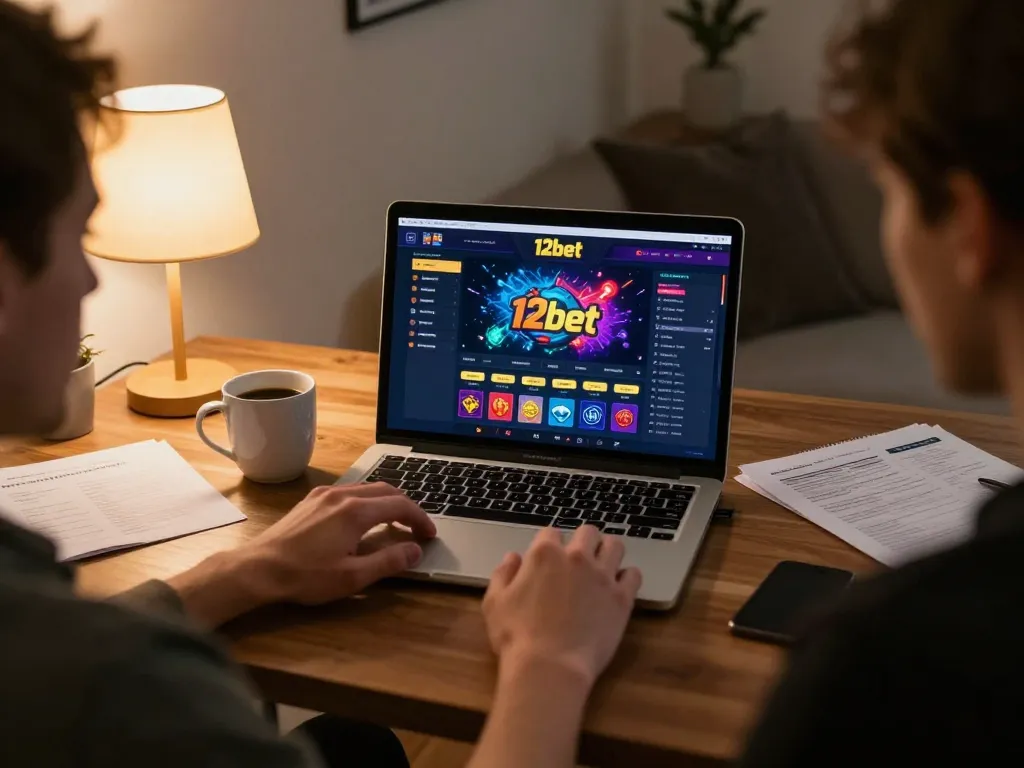 Tham gia cá cược trực tuyến qua nền tảng 12bet trên máy tính xách tay trong một không gian ấm cúng tại nhà.