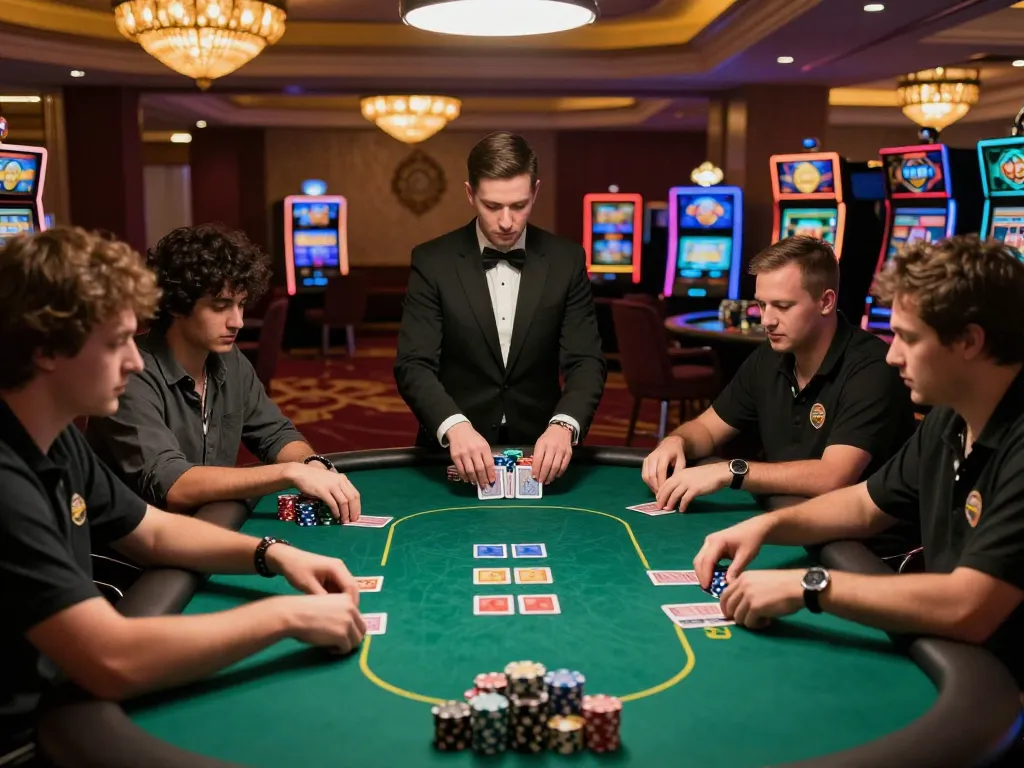 Players strategizing during an intense lv88 game of poker in a vibrant casino.