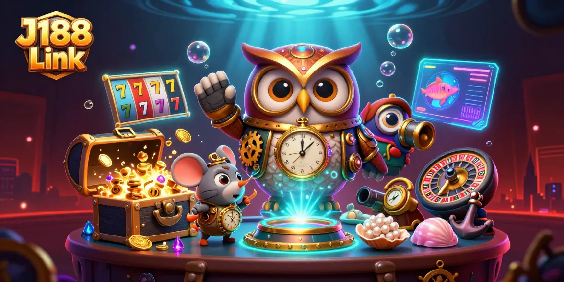 Experience thrilling gaming at J188 Link with an enchanting casino adventure in a vibrant 3D illustration.