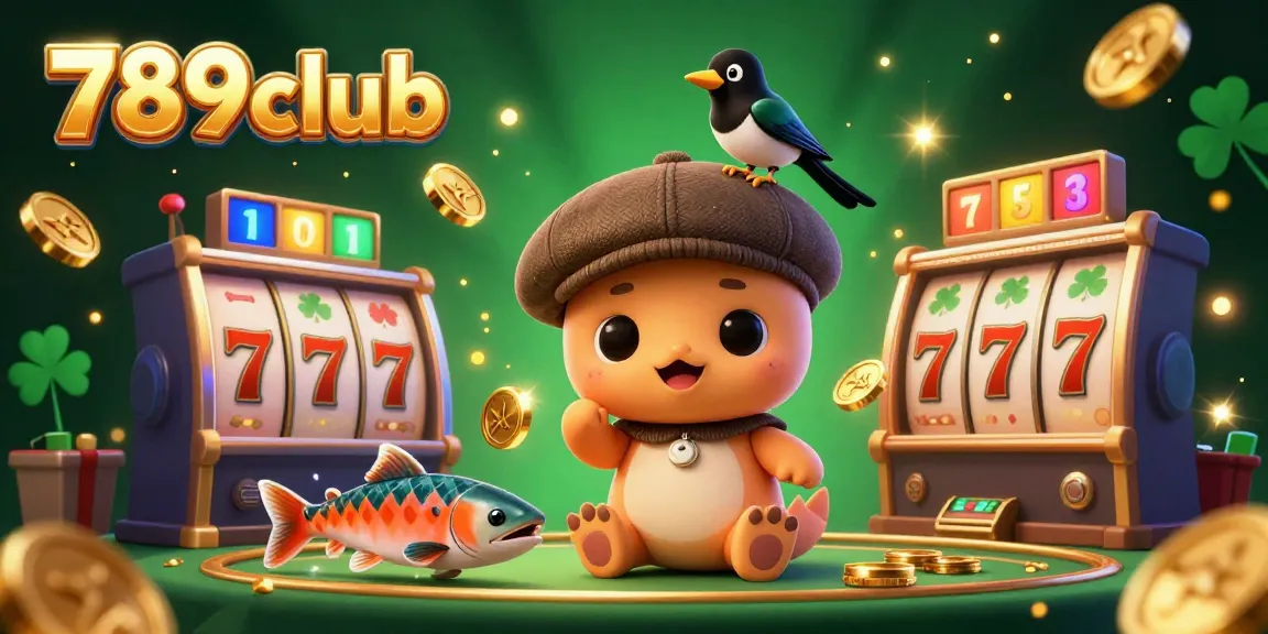 Immerse in the enchanting world of 789club with adorable characters and dynamic casino game elements.