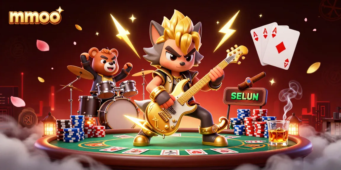 Experience thrilling action with mmoo casino scene featuring characters and vibrant poker elements.