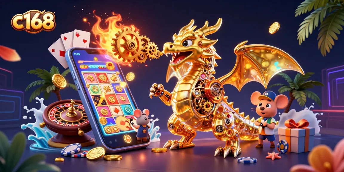 Experience thrilling gameplay with c168 featuring a golden dragon and exciting casino elements.