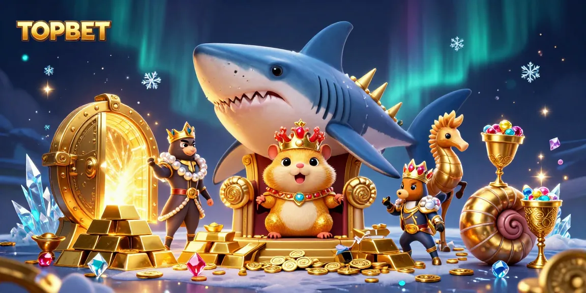 Join the fun at TOPBET as the fearless golden hamster king on his grand treasure throne!